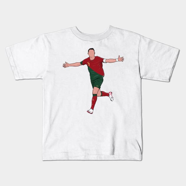 Cristiano Ronaldo Portugal Football Player Kids T-Shirt by Footie Prints